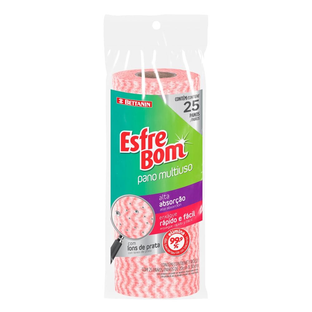 Pano Multiuso Antibacteriano Rolo com 25 unidades Vermelho EsfreBom Bettanin - Home & Living