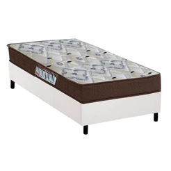 Cama Box Solteiro: Colchão Espuma Ortobom D45/EP Anatômico Fort Tech ISO 150 + Base CRC Suede White(88x188)