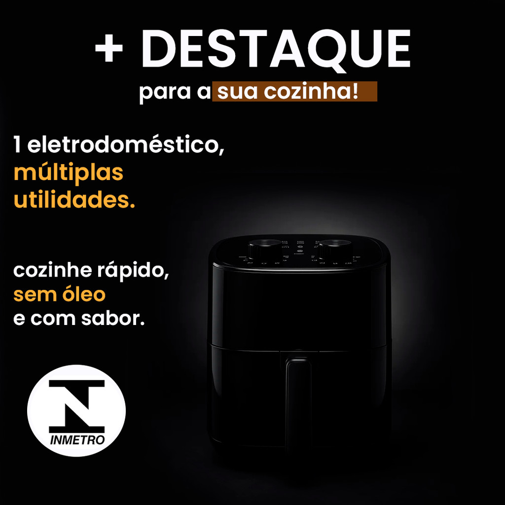 Fritadeira Elétrica Sem Óleo 1200W Air Fryer 3,5L 127V  Controle Temperatura