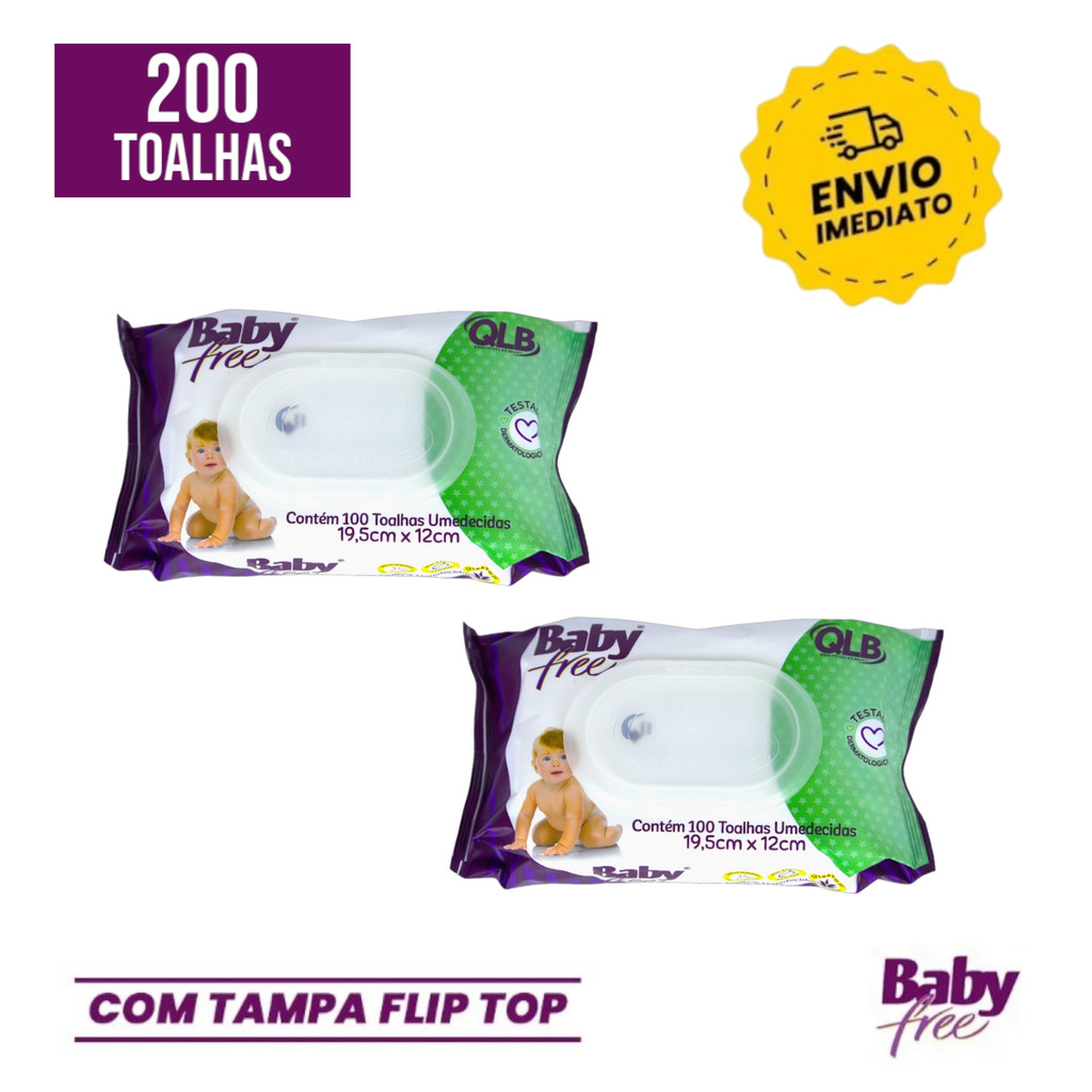 Detalhes do Kit 2pct 5pct ou 10pct com 100un Cada Lenço Umedecido Toalha BABY FREE
