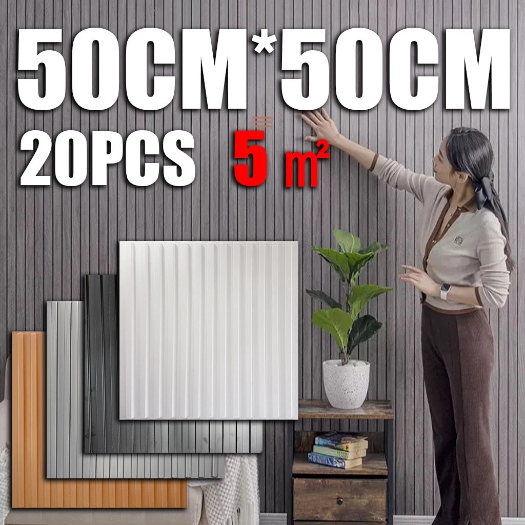 Kit C/20 Board 50x50 Placa de cobertura de parede em relevo alto 3d rip 5m² (sem adesivo)