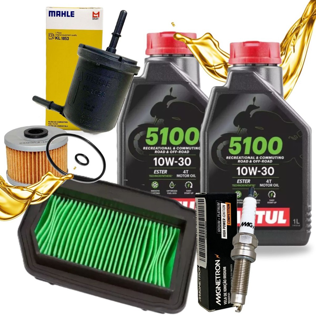 Kit Revisão Cb 300f Twister Óleo Motul 5100 10w30 Filtros e Vela Iridium em Oferta na Shopee