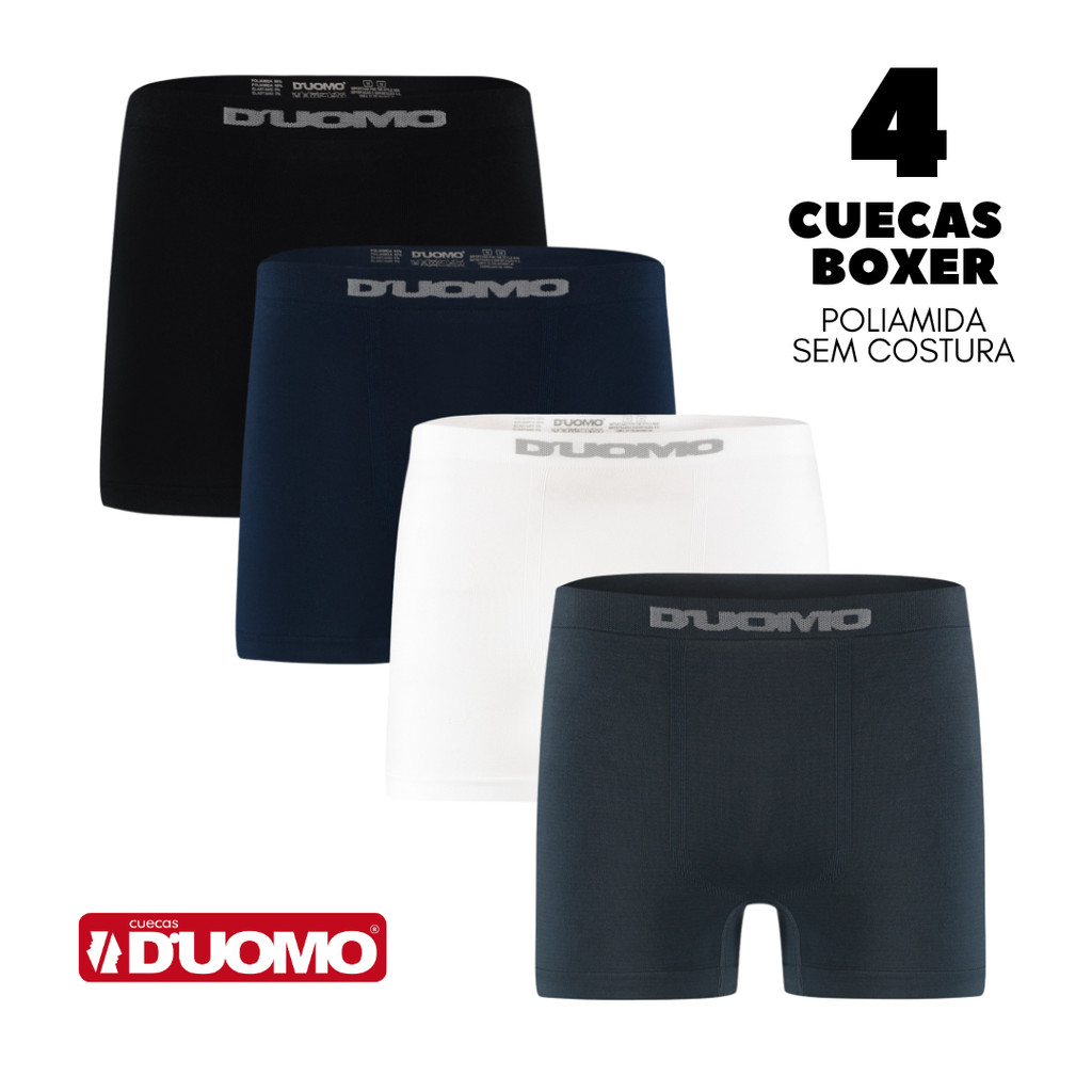 Kit 4 Cueca Boxer Duomo 256 Original Sem Costura em Microfibra/Poliamida em Oferta na Shopee