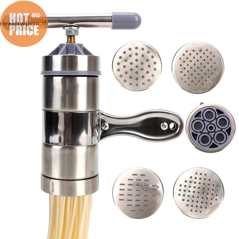 WEIYU Aço Inoxidável Fazendo Espaguete Imprensa Máquina De Macarrão Manual Fabricante Frutas Espremedor Com 2 Ou 5 Molde