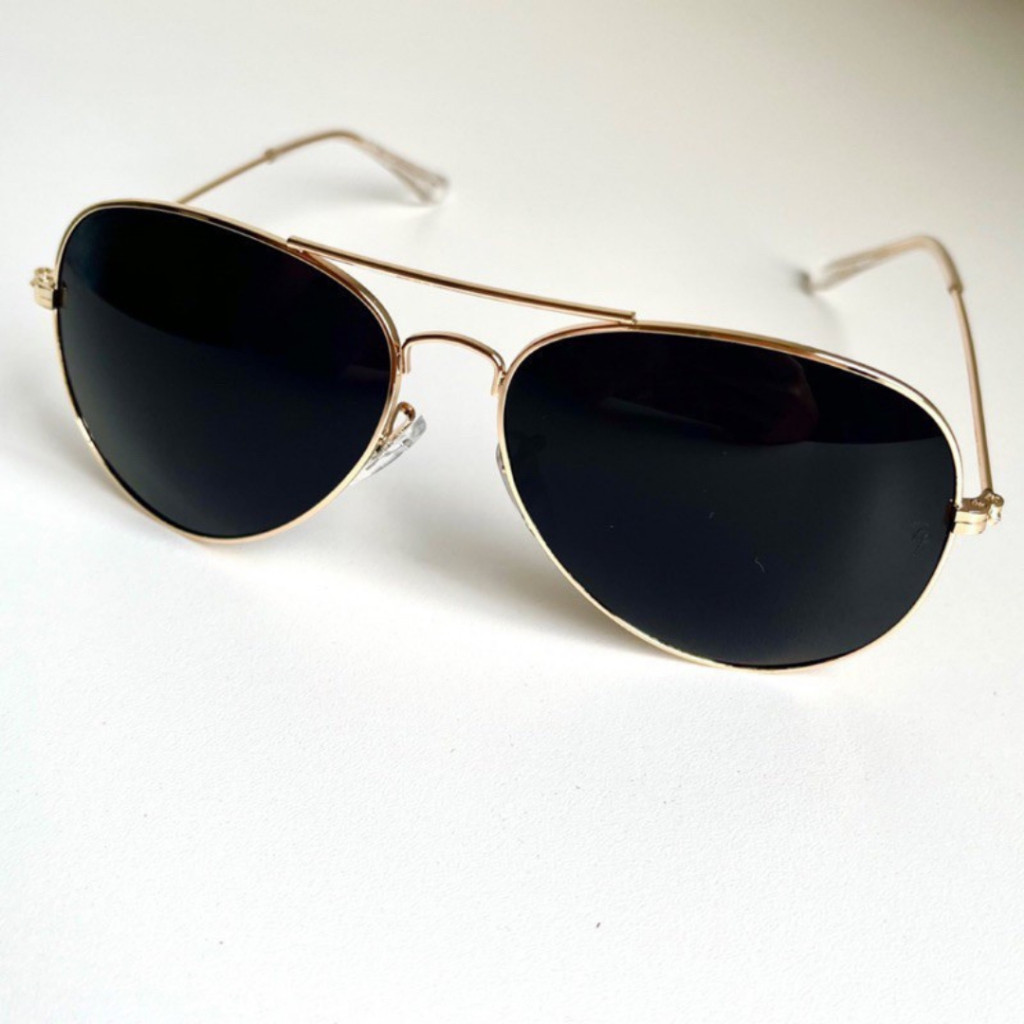 Óculos de Sol Aviador Preto Dourado UV400 Masculino (unissex) — imagem 2 de 2