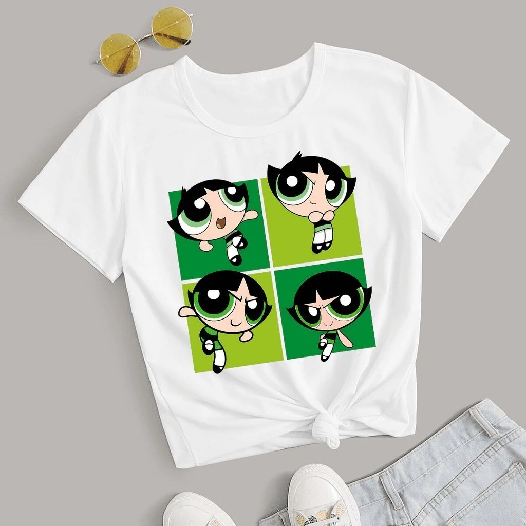 T-shirt As Meninas super qualidade Superpoderosas Blusinha Básica Estampada Branca 100% Algodão 30.1