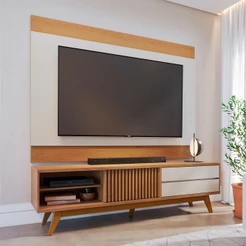 Rack com Painel para TV Até 75 Polegadas Bellaria 1 Porta 2 Gavetas - Pnr Móveis