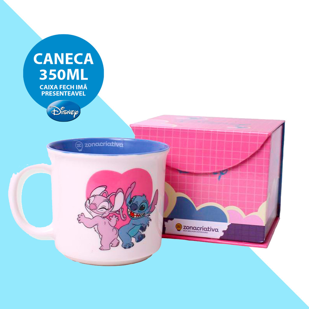 Caneca Stitch e Angel Namorados 350mL