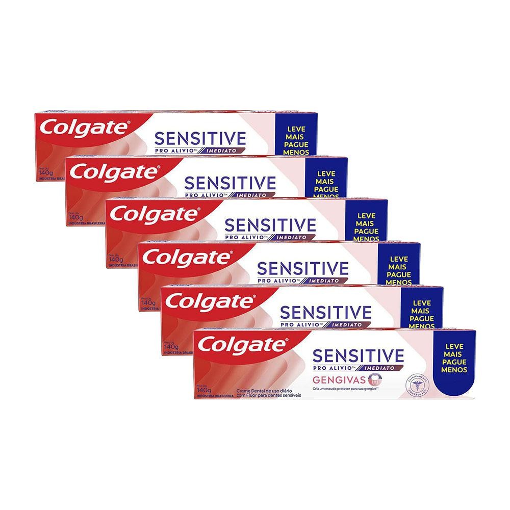 Kit 6 Cremes Dentais Colgate Sensitive Pro Alívio Imediato Gengiva 140g em Oferta na Shopee