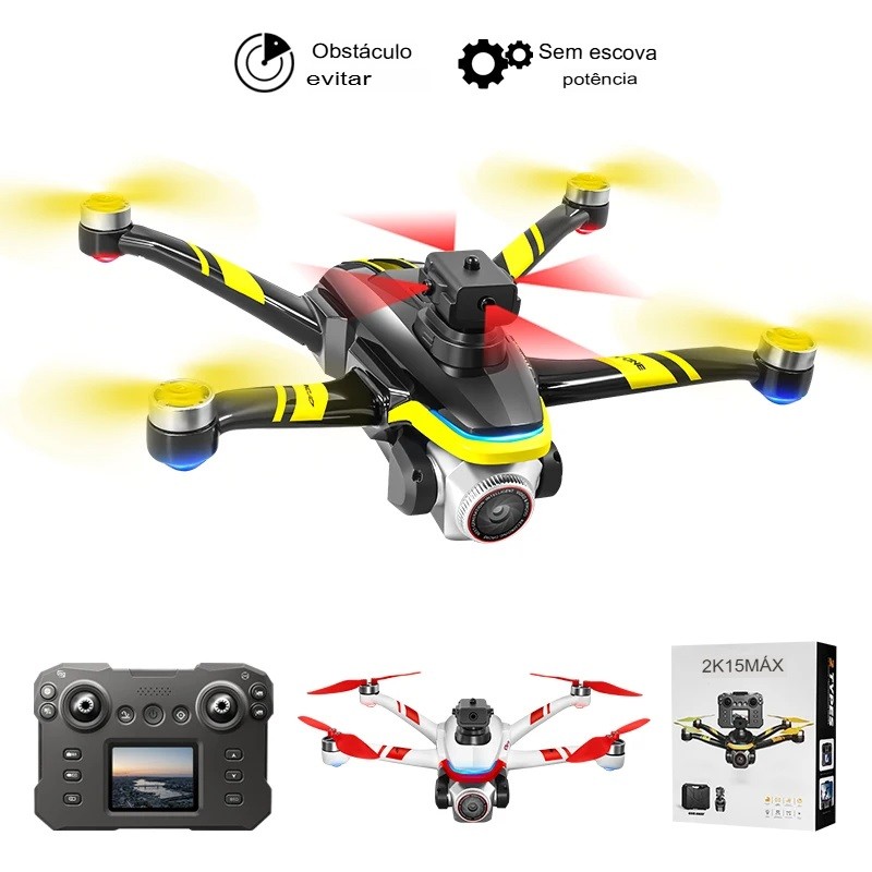 Drone K15 MAX, Câmera Dupla HD, Motor Brushless Evita de Obstáculos  1 Bateria