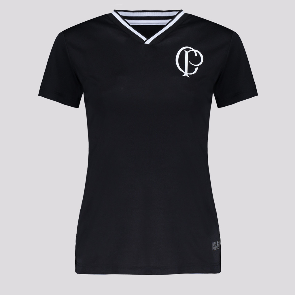 Camisa Corinthians CP Feminina Preta em Oferta na Shopee