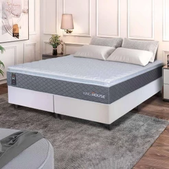 Conjunto Box Branco Argel Cinza Espuma D33 King 193x203x67 - King House