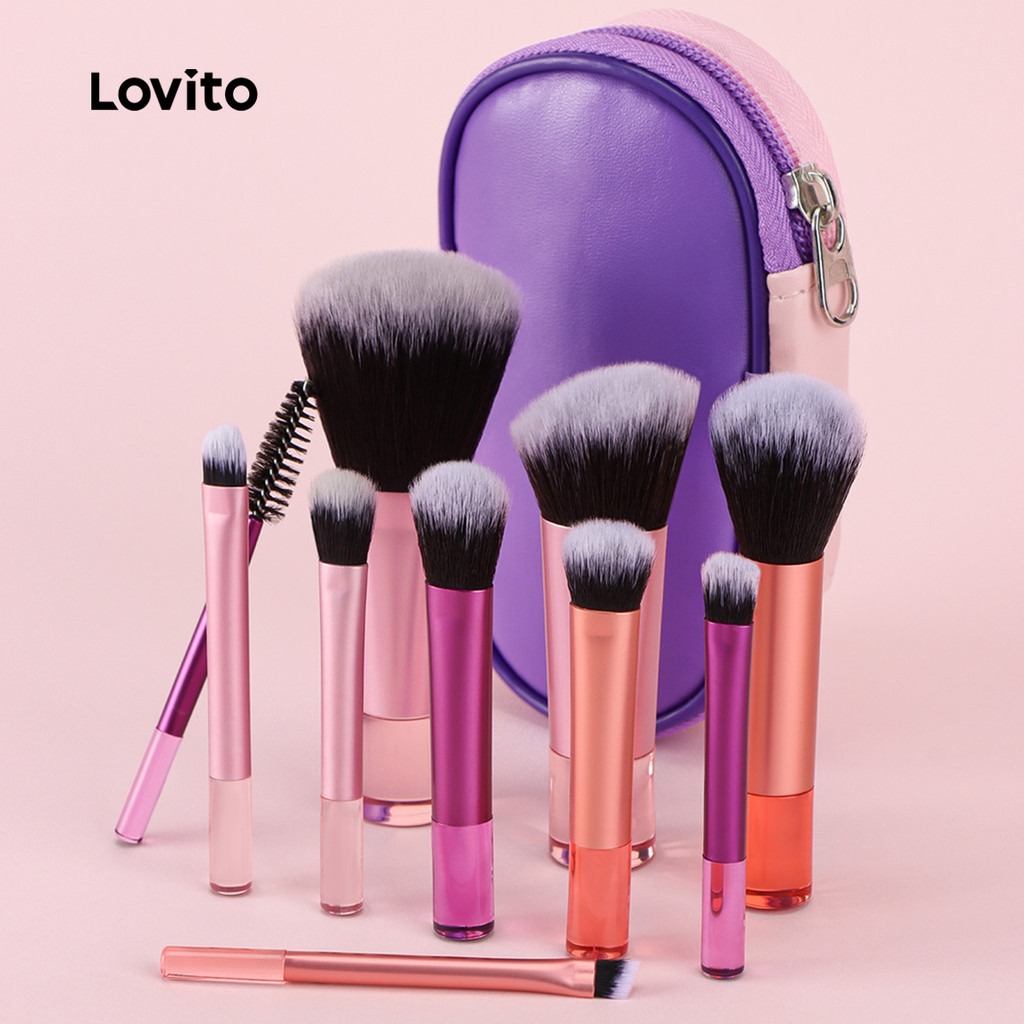 Lovito Conjunto Completo Casual Liso De Mini Pincéis De Maquiagem Portáteis Multifuncionais Para Mulheres LCS09106 em Oferta na Shopee