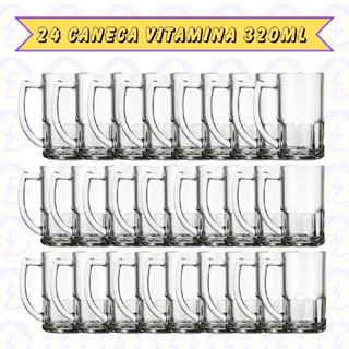 Kit Caneca Grande de Vidro 320ML Cerveja Chopp Drink 24 Uni em Oferta na Shopee