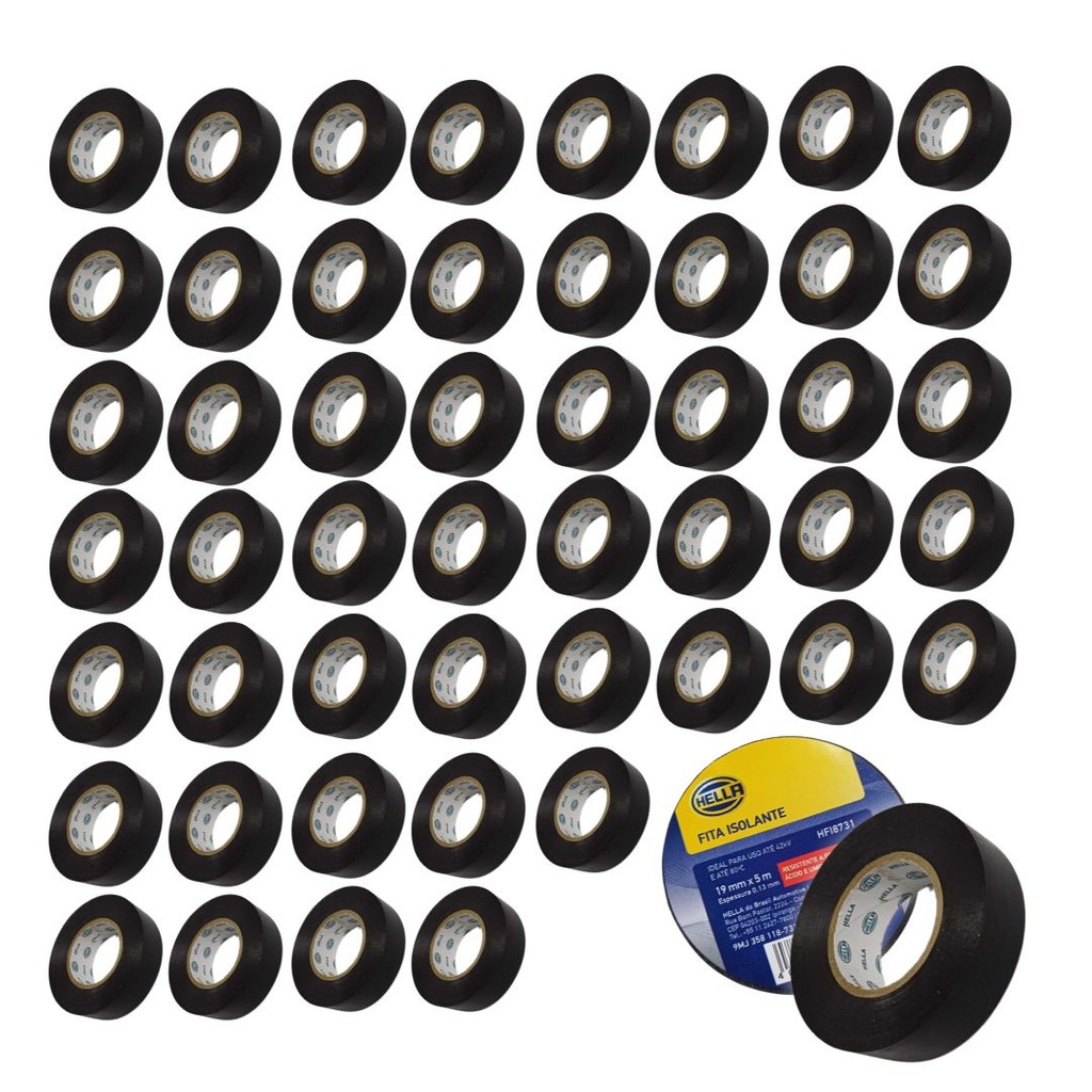 Kit 100 Fita Isolante 19mm 5m Resistente Fogo Umidade Hella em Oferta na Shopee