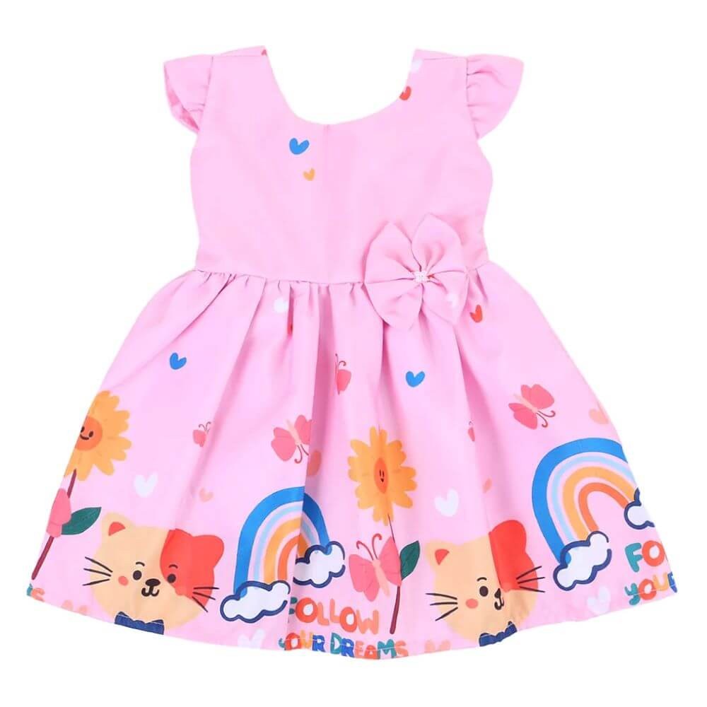 Vestido infantil menina DE BEBE INFANTIL MENINA DE FESTA ARCO-IRIS E CORAÇÕES ROSA BAMBOOLE