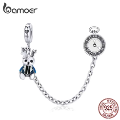 Bamoer 925 Prata Esterlina Encantos Contas Corrente De Segurança Coelho Mágico Design Diy Para Pulseira Presentes Mulher