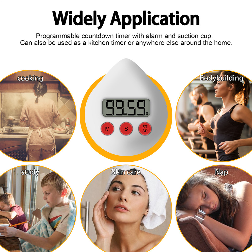 Relógio Digital Para Banheiro , Chuveiro À Prova D'água , Temperatura , Umidade , Contagem Regressiva Visual , De Parede