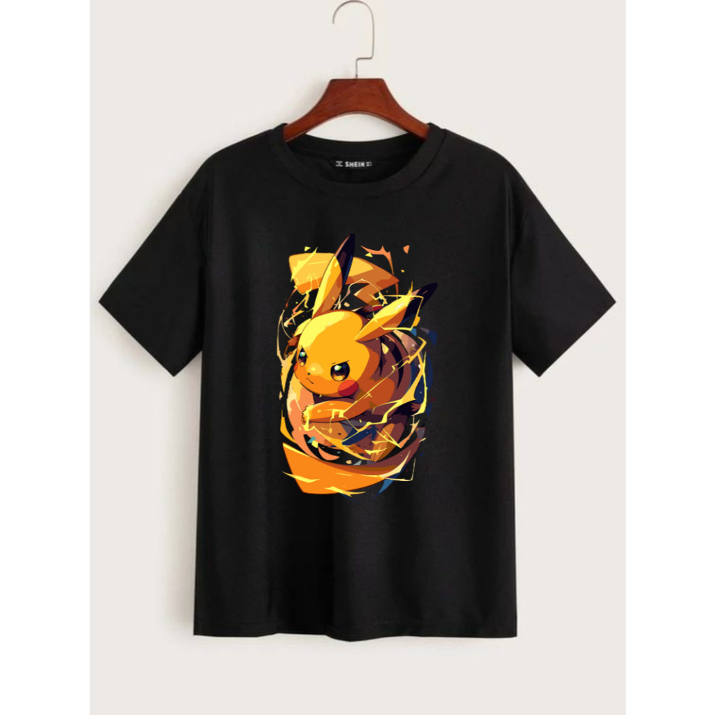 Camiseta Pokémon Adulto e Infantil Pikachu Desenho Presente Para Crianças Camisa Algodão Masculina Feminina Natal