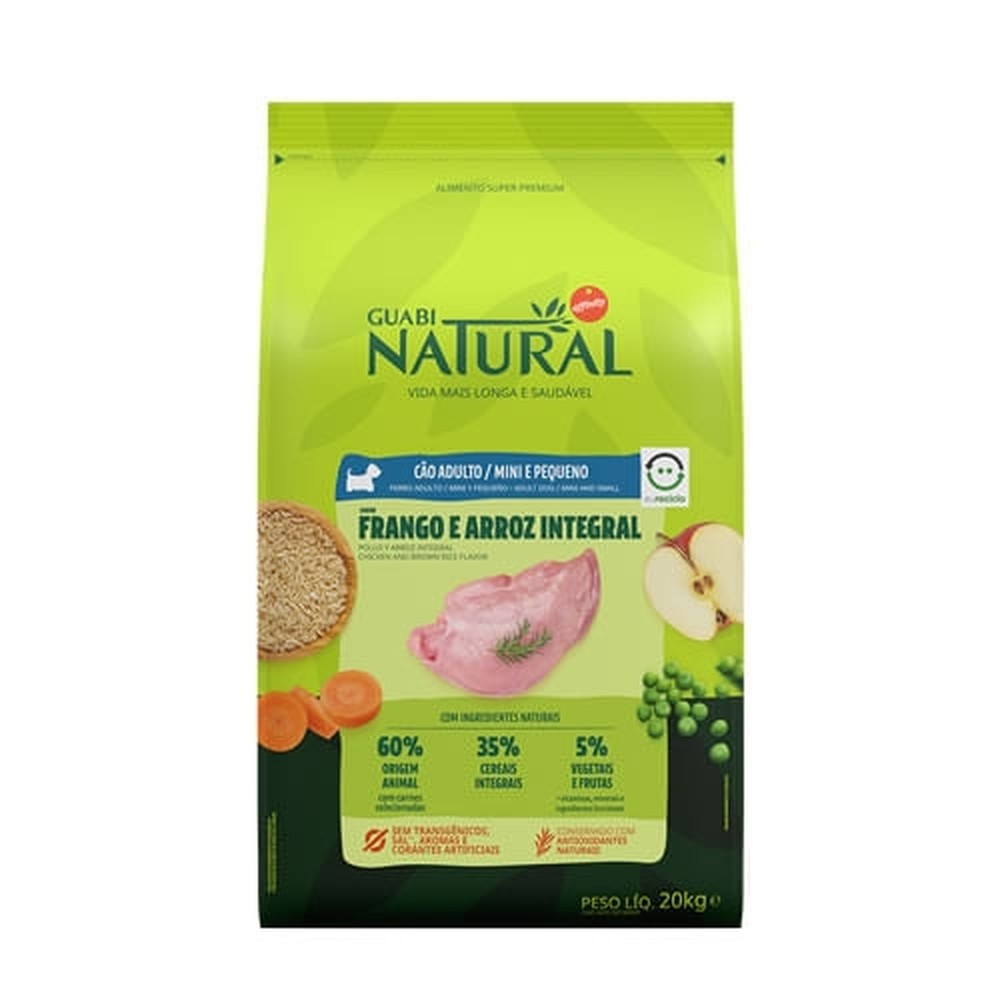 Ração Guabi Natural para Cães Adultos de Porte Mini e Pequeno sabor Frango - 20kg