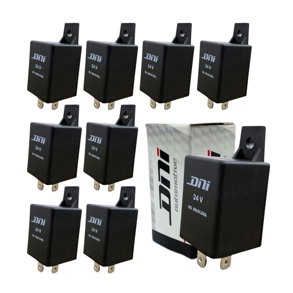 Kit 10 Rele Comando Seta Pisca Para Caminhão Ônibus 24V 500w 4 Terminais Fixação Com Suporte DNI0424S4 em Oferta na Shopee