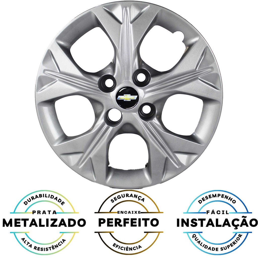 JG 4 Calota Onix 2021 +TODOS Aro 14 Prata Metálico com Emblema — imagem 2 de 2