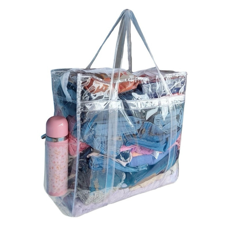 SACOLA TRANSPARENTE BOLSA JUMBO PRAIA CDP TAMANHO GRANDE