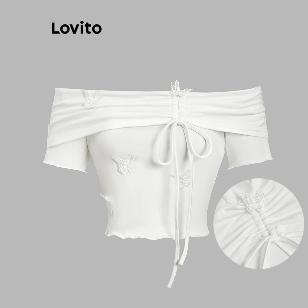 Lovito Camiseta Feminina Casual De Verão/Primavera Com Laço L112ED097 - Women Clothes