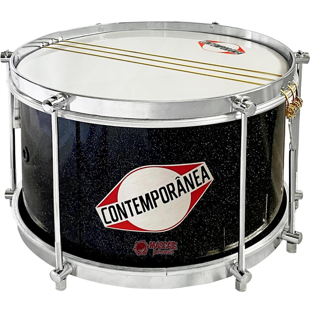 Caixa Malacacheta Alumínio 12 pol 17 cm Glitter Preta Contemporânea 134CPG Percussão