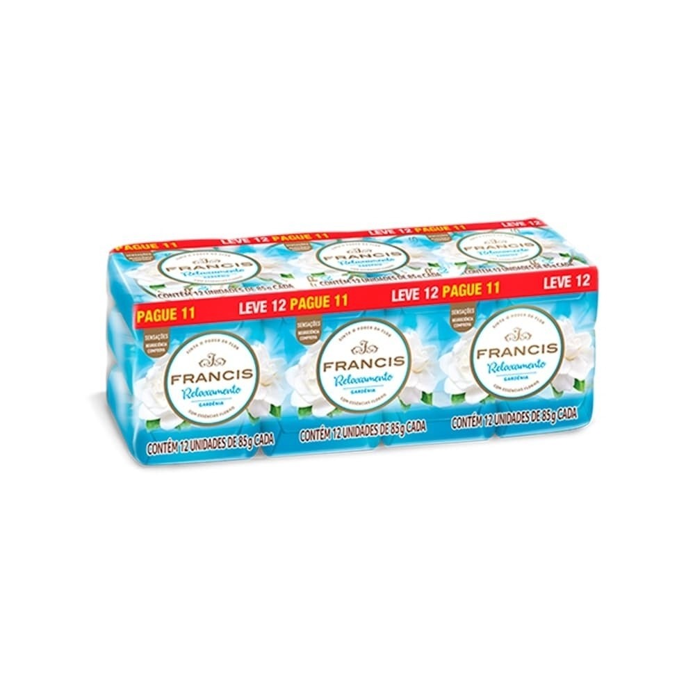 Sabonete Francis Suave Gardênia 85g - Embalagem com 12 Unidades - Beauty