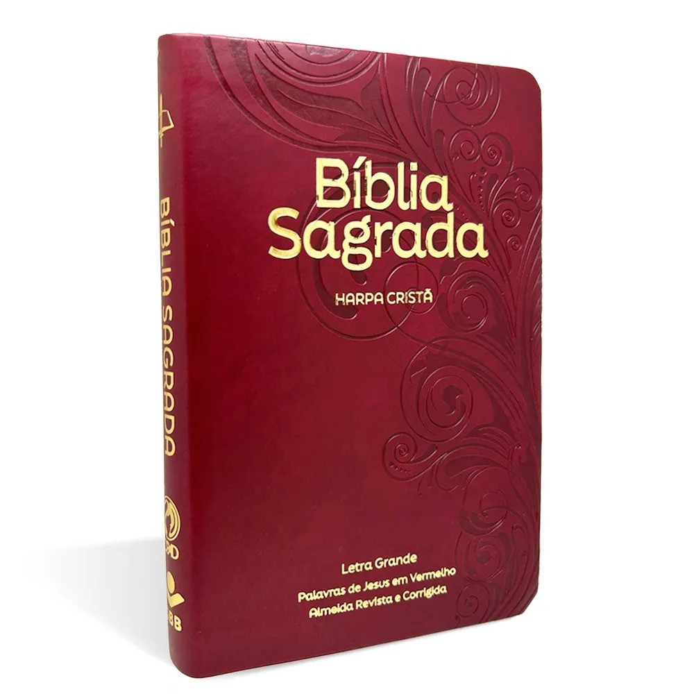 Bíblia Sagrada ARC | Letra Grande | Harpa Cristã | Floral Vinho Luxo em Oferta na Shopee