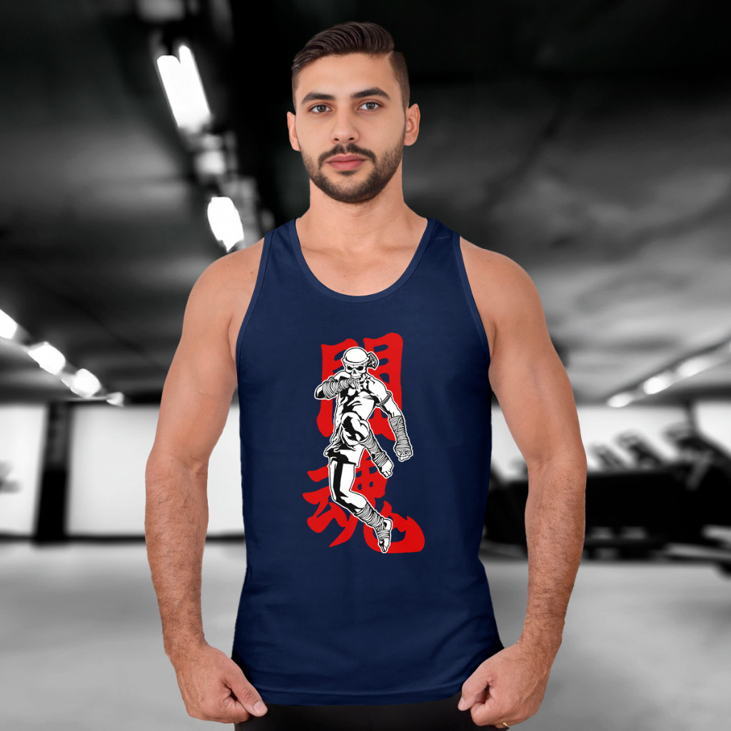 Camiseta Machão Caveira Espirito De Luta Camisa Regata 100% Algodão jbs