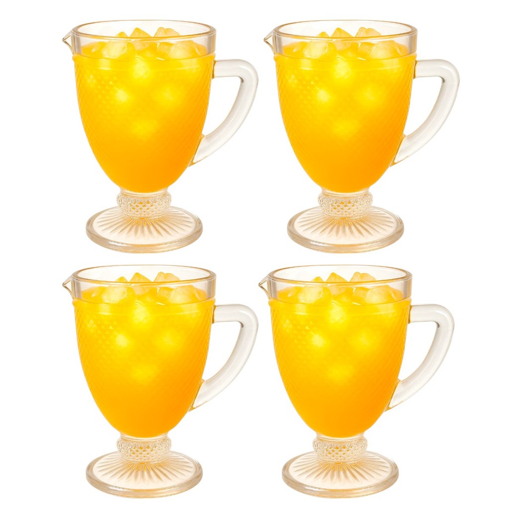 Kit 04 Jarras Vidro Bico de Jaca Transparente 1l Buffet Bar