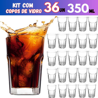 Copos De Vidro Reforçado Grosso 350ml Suco Água Refrigerante Vitamina Restaurante de 3 á …
