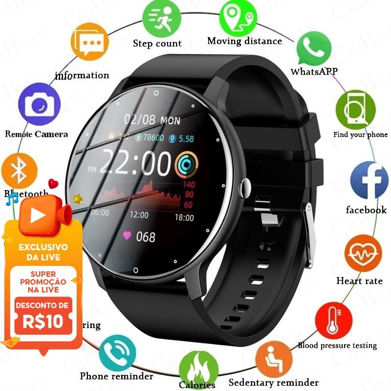 Smartwatch 1.28 Polegadas Tela De Toque Completa Modo Esportivo Frequência Cardíaca Faixa De Movimento IP67 Relógio À Pr