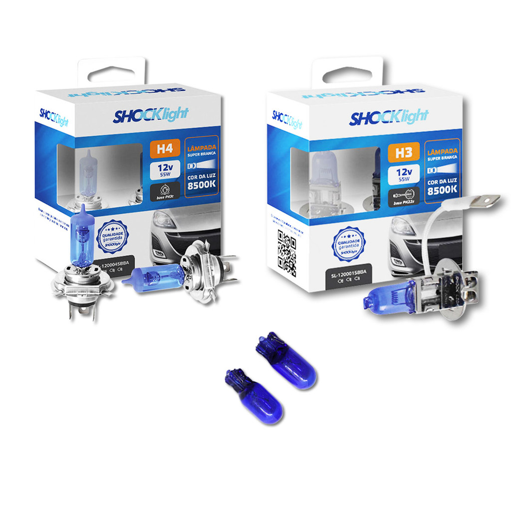 KIT lâmpadas Super brancas 8500K +LED T10 Mitsubishi Eclipse (farol simples) H4 FAROL + H3 milhas