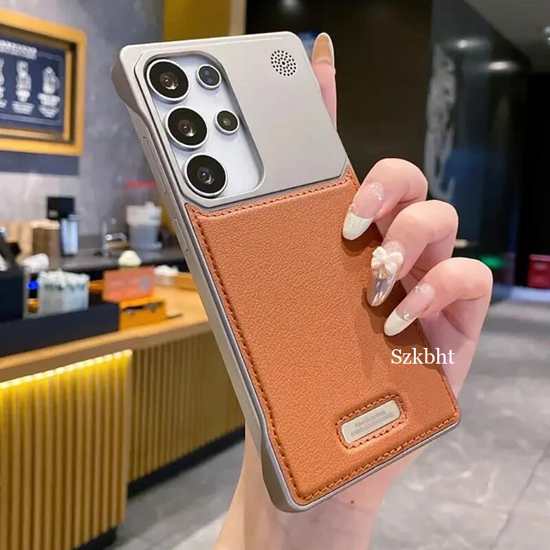 Capa Magnética Sem Bordas De Couro PU Para Samsung S25 Ultra S22 S23 S24 Carregamento Fio Magsafe em Oferta na Shopee