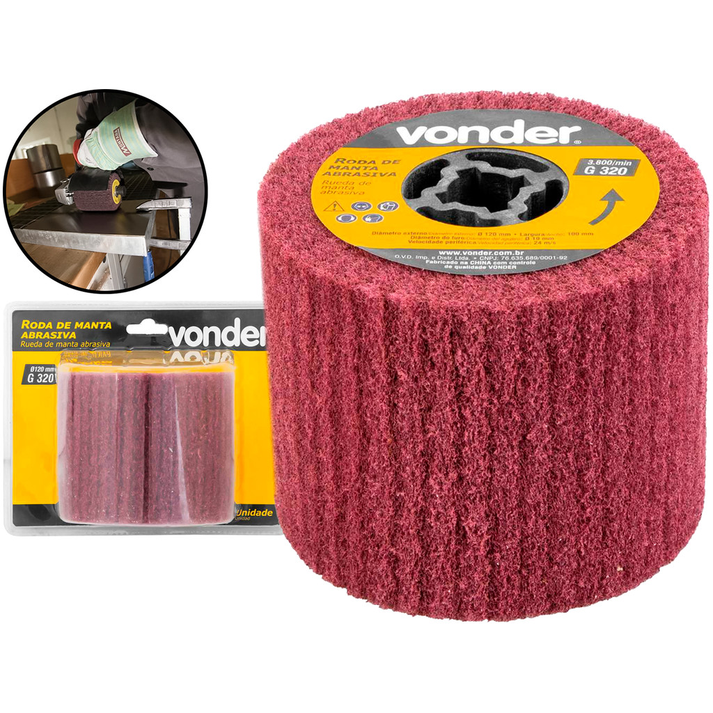 Roda De Manta Abrasiva Lixa Para Politriz Pev1380 Grão 320 Acabamento Polimento Em Metal Vonder em Oferta na Shopee