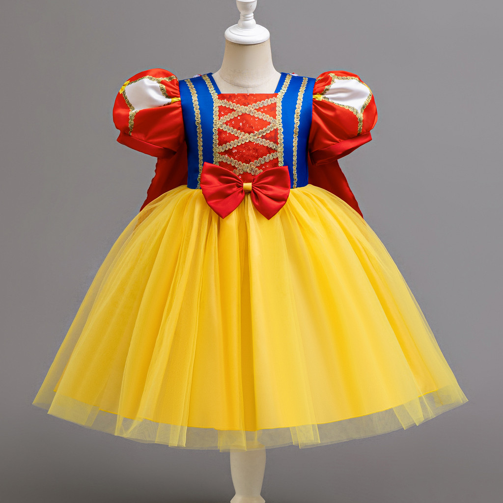 Halloween Cosplay Traje Branca De Neve Princesa 1-5 Anos Role Play Vestido Extravagante Para Meninas Manto Tema Festa