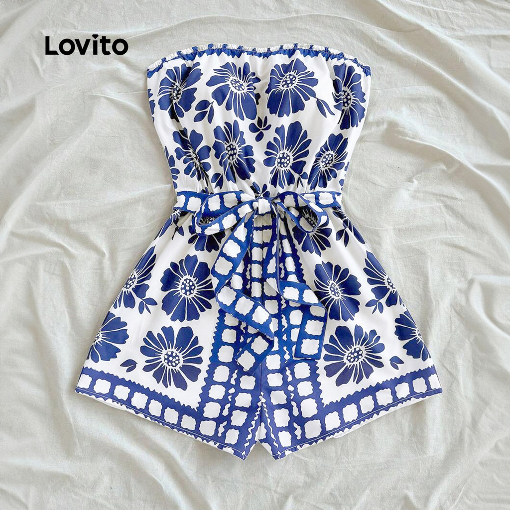 Detalhes do Lovito Macacão Boho Estampa Tribal Feminino Padrão L133ED044