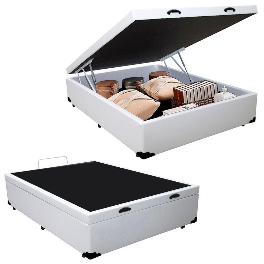 Cama Box Baú Casal Sintético Serene colorido na tonalidade Branco 138x188x44 em Oferta na Shopee