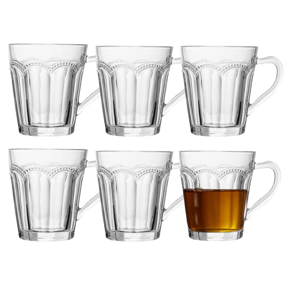 Jogo 6 Xícara de Chá Café Belle Epoque Vidro Resistente Transparente 180ml Lyor