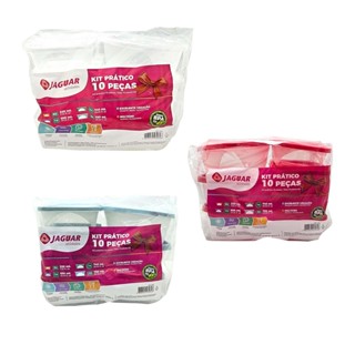 Jogo de Pote Plástico Kit Prático com 10 Peças - Jaguar em Oferta na Shopee