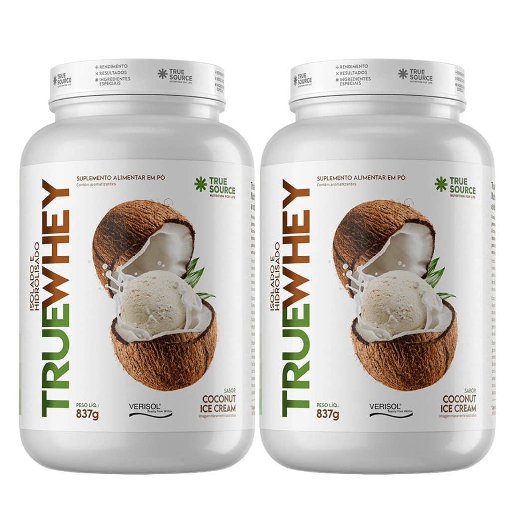 2x True Whey Protein True Source Coconut Ice Cream 837g