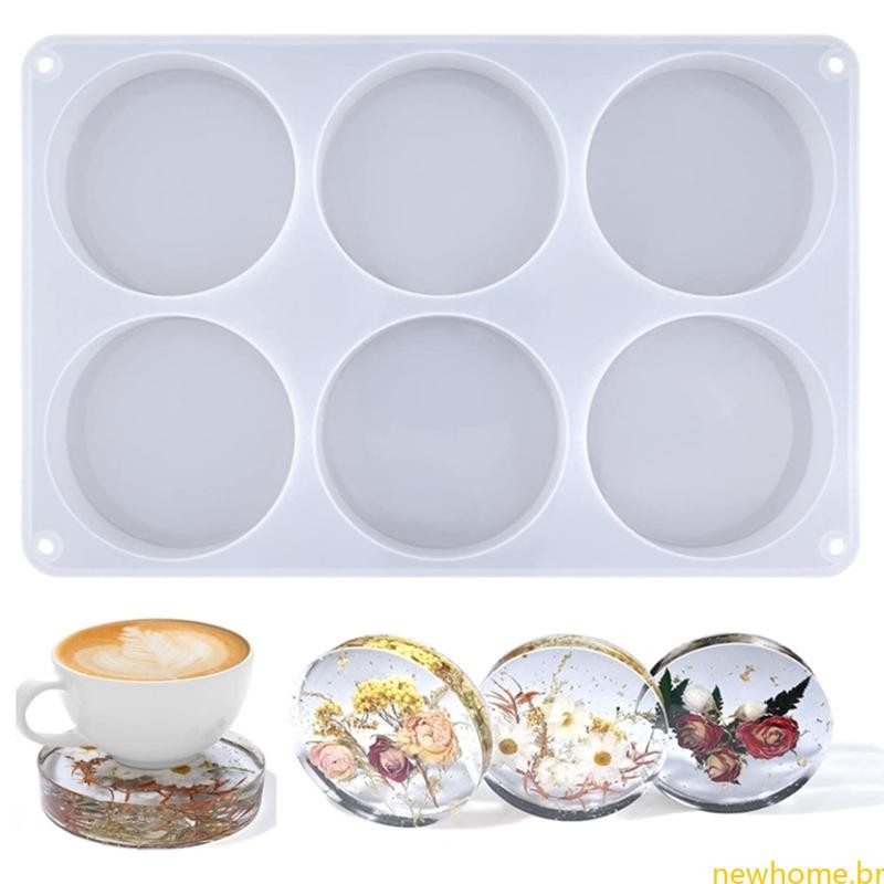 Moldes Silicone Para Porta-Copos, 6 Cavidades, Grossos, Redondos, Resina em Oferta na Shopee