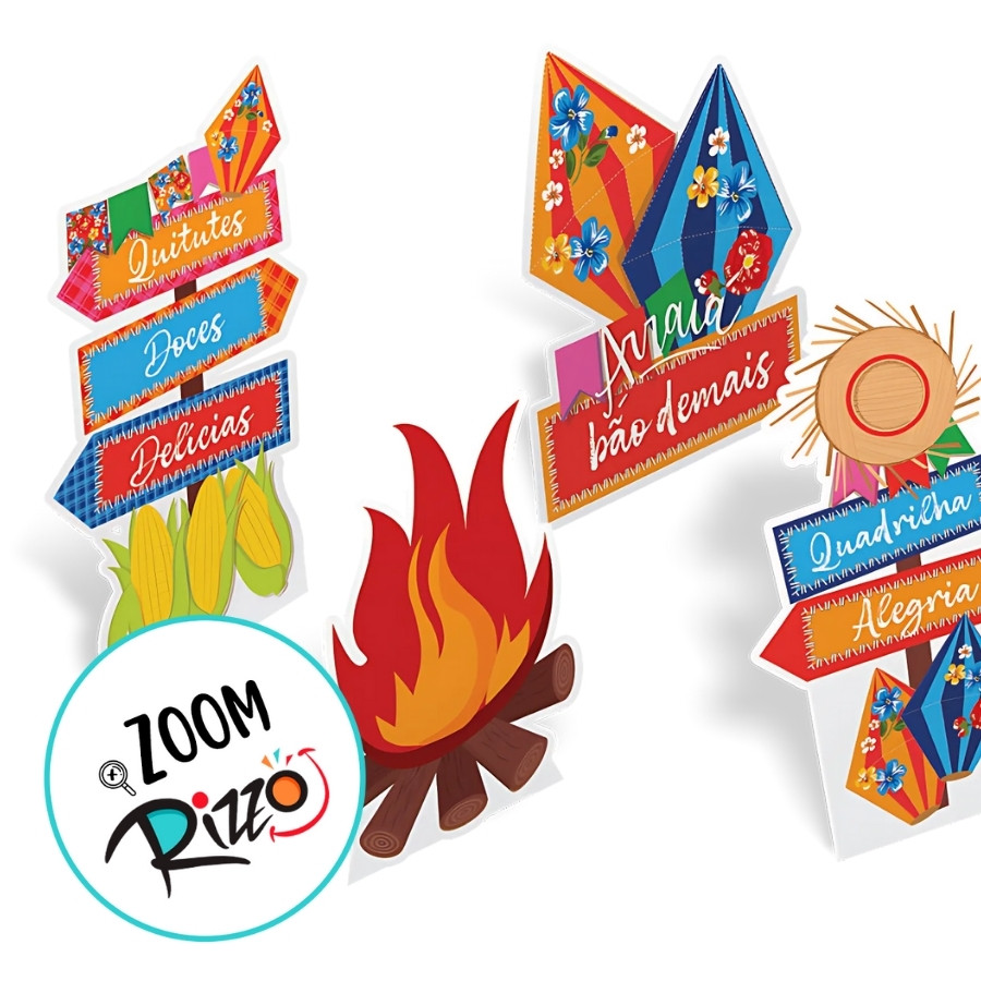 Silhueta Decorativa De Festa Junina Arraiá Bão Demais - 12x21cm - 4 unidades - Cromus - Rizzo