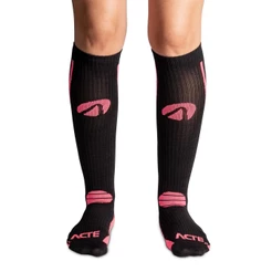 Par de Meias Compressão Algodão F1-PR Preto Rosa Acte