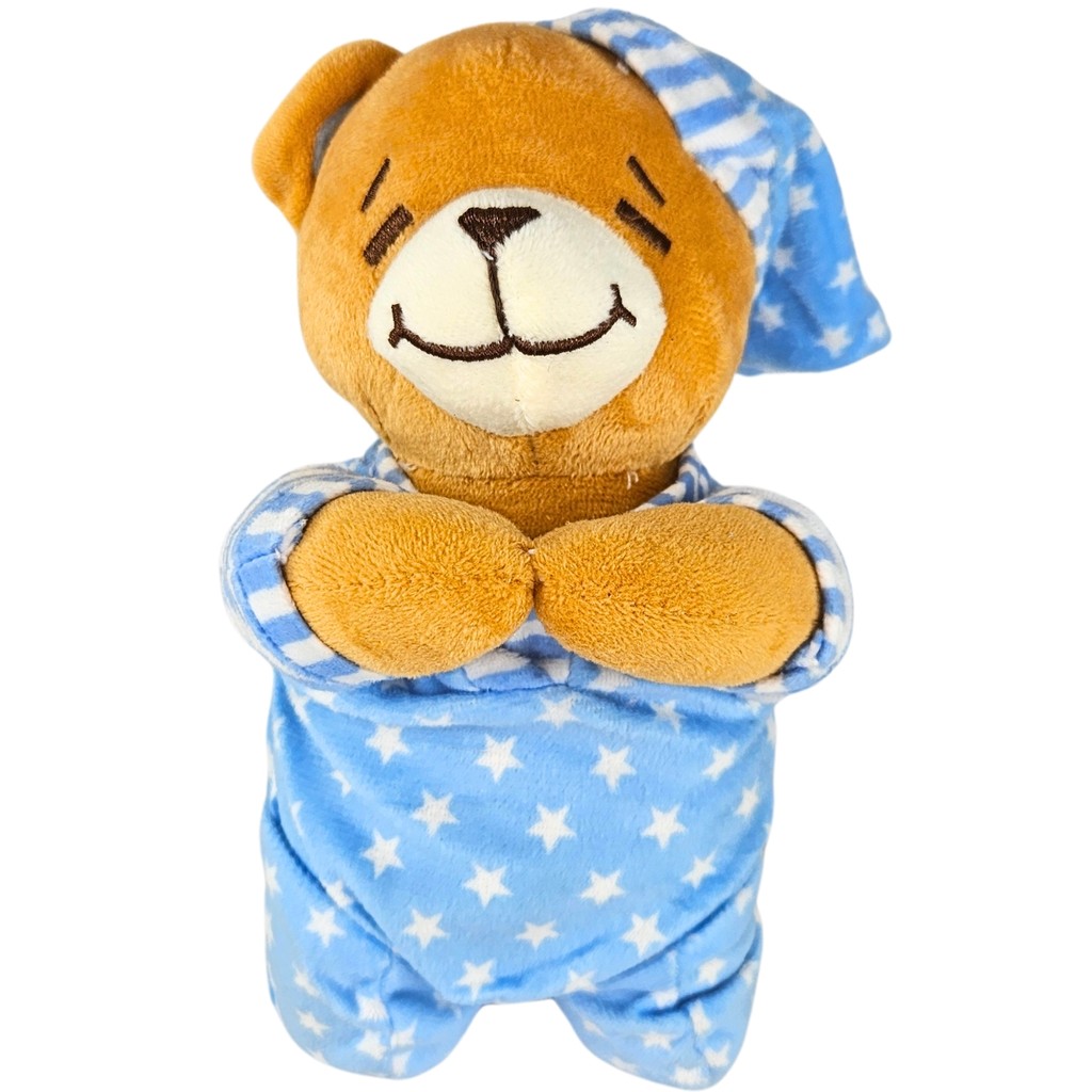 Boneco Ursinho Azul Que Reza Oração Anjinho Da Guarda Castela em Oferta na Shopee