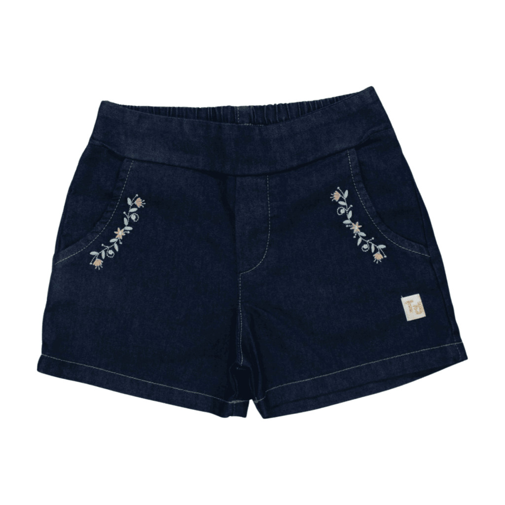 Shorts infantil Jeans Bordado Flores 11555 - Tiny Joy