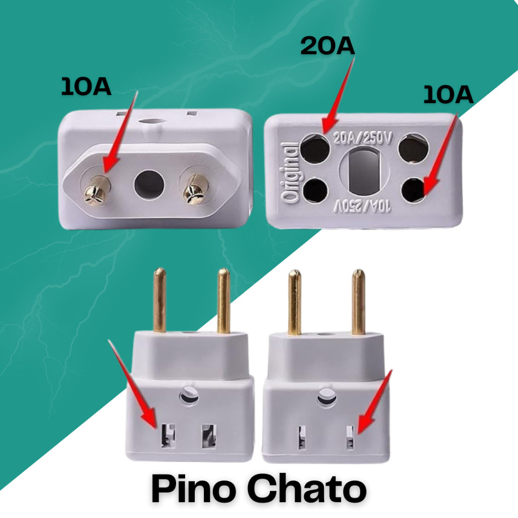 Adaptador de Tomada Benjamin 10A/20A Pino Maciço Bob Resistente